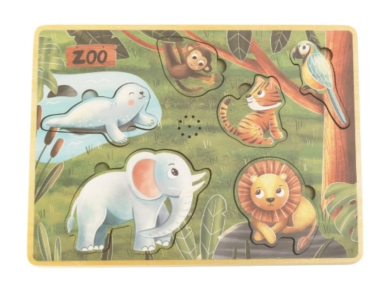 Slika Drvena umetaljka puzzle sa zoo životinjama i zvukovima