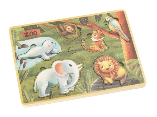 Slika Drvena umetaljka puzzle sa zoo životinjama i zvukovima