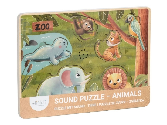 Slika Drvena umetaljka puzzle sa zoo životinjama i zvukovima