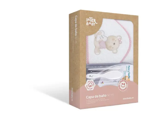 Slika Ručnik Love You 100x100 white/pink + češalj i četka - Interbaby