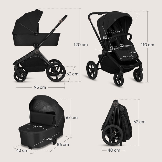 Slika Dječja kolica Freya 3u1, Black Onyx Lionelo 