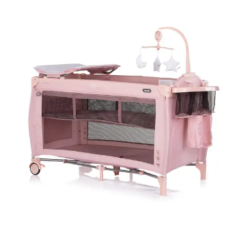 Slika Putni krevetić s podlogom za prematanje Bella Pink Powder - Chipolino