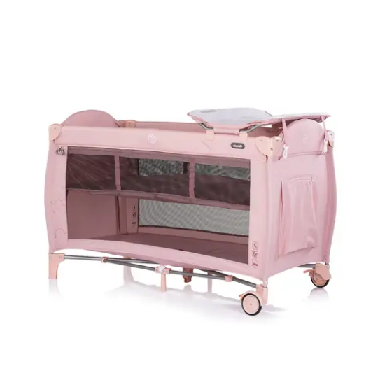 Slika Putni krevetić s podlogom za prematanje Bella Pink Powder - Chipolino
