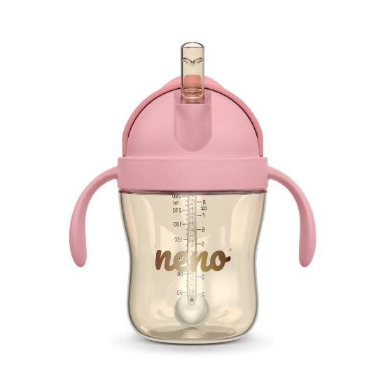 Slika Bočica sa slamkom 240 ml, roza NENO BEBESITO