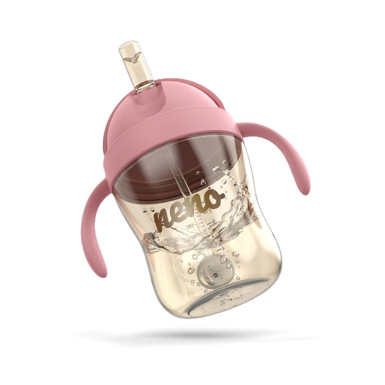 Slika Bočica sa slamkom 240 ml, roza NENO BEBESITO