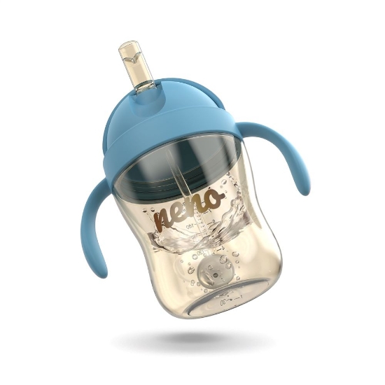 Slika Bočica sa slamkom 240 ml, plava NENO BEBESITO