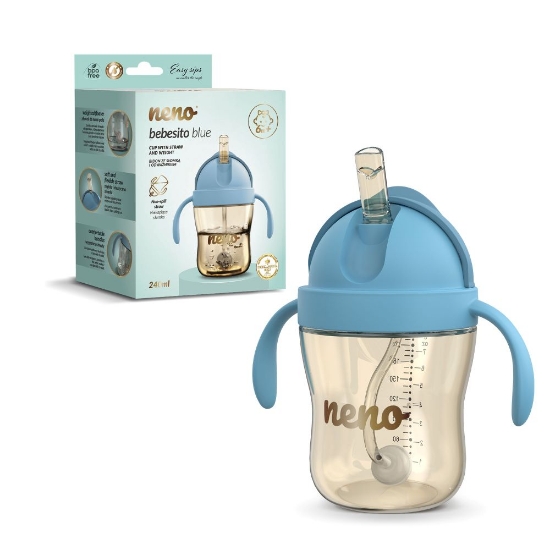 Slika Bočica sa slamkom 240 ml, plava NENO BEBESITO