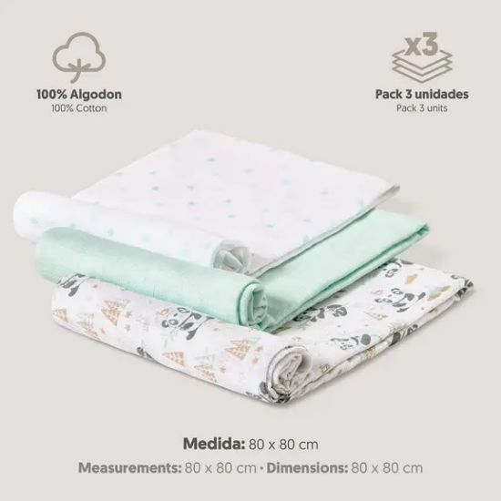 Slika Tetra pelene Interbaby Panda Mint 80x80 - 3 kom