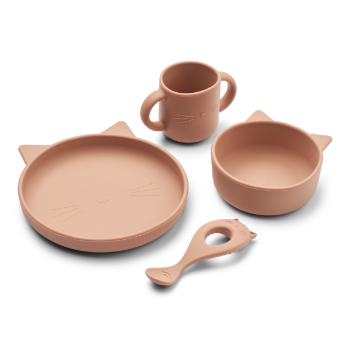 Slika Silikonski set za jelo rozi Vivi Cat Dark Liewood