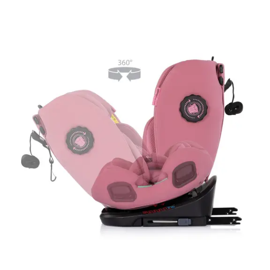 Slika Autosjedalica i-Size 40–150 cm ISOFIX 360° Techno iGROW Powder Pink - Chipolino