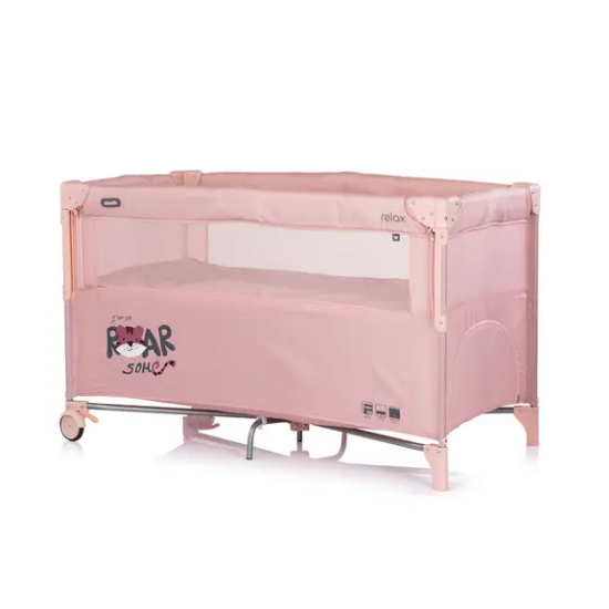 Slika Putni krevetić RELAX Tiger sa spuštajućom bočnom stranicom Pink Powder - Chipolino
