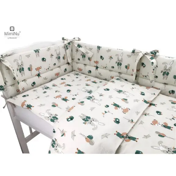 Slika Posteljina set 5 elem. Bunny and Fox Beige (za krevetić 120x60 cm) - MimiNu