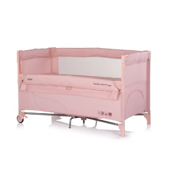 Slika Putni krevetić RELAX sa spuštajućom bočnom stranicom Pink Powder Linen - Chipolino