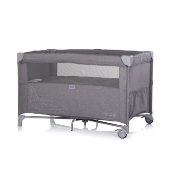Slika Putni krevetić RELAX sa spuštajućom bočnom stranicom Charcoal Linen - Chipolino