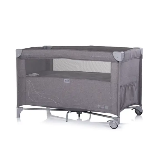Slika Putni krevetić RELAX sa spuštajućom bočnom stranicom Charcoal Linen - Chipolino