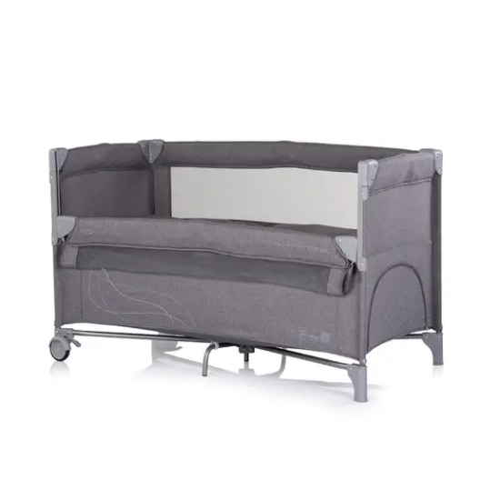 Slika Putni krevetić RELAX sa spuštajućom bočnom stranicom Charcoal Linen - Chipolino