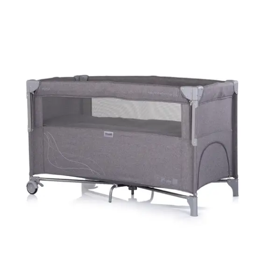 Slika Putni krevetić RELAX sa spuštajućom bočnom stranicom Charcoal Linen - Chipolino