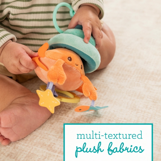 Slika Plišana zvečka i grickalica Pull & Shake Jittery Pal - Hermit Crab Infantino 