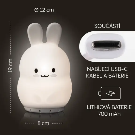 Slika Silikonska LED noćna lampica s glazbom – veličina L Rabbit Zopa 