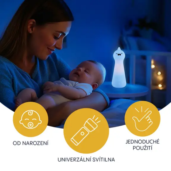 Slika Silikonska LED noćna lampica s baterijskom svjetiljkom – Dino Zopa 