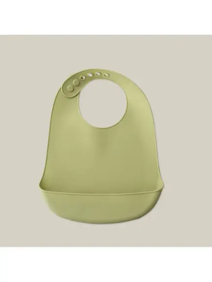 Slika Silikonski podbradak za bebe - Olive Green InterBaby 