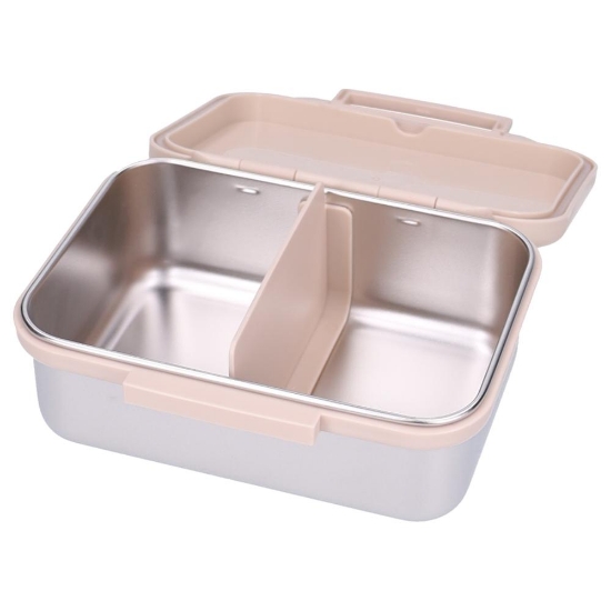Slika Inox kutija za užinu s 2 pretinca - Small Talk Beige Kidzroom 