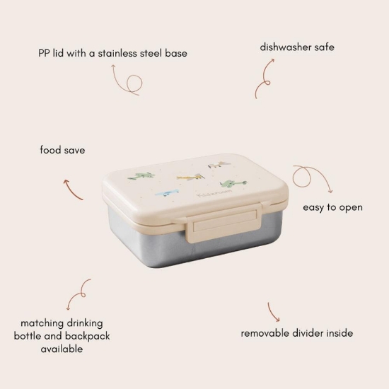 Slika Inox kutija za užinu s 2 pretinca - Small Talk Beige Kidzroom 