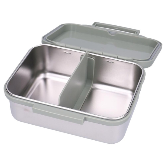 Slika Inox kutija za užinu s 2 pretinca - Small Talk Green Kidzroom 
