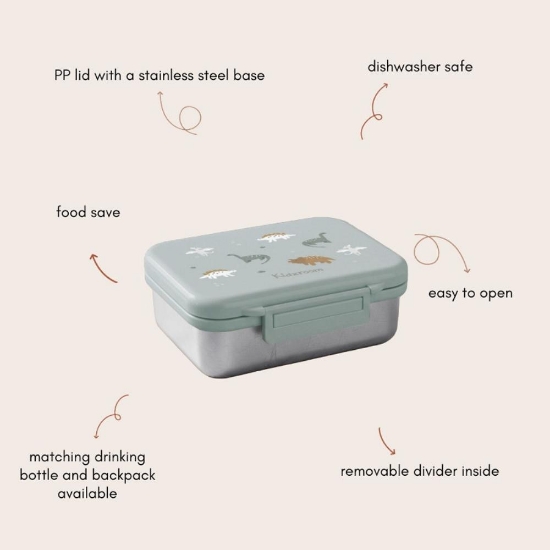 Slika Inox kutija za užinu s 2 pretinca - Small Talk Green Kidzroom 