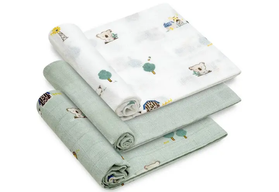 Slika Set tetra pelena Koala Mint – 3 kom (80 × 80 cm) - Interbaby