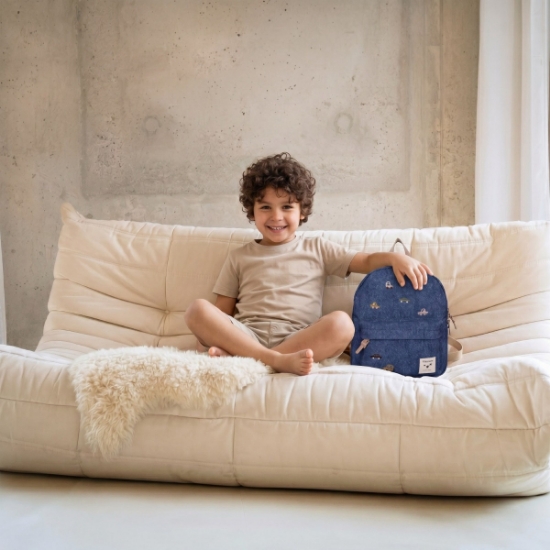 Slika Dječji ruksak Blossom and Bows - Cars Blue Jeans Kidzroom 
