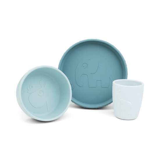 Slika Set za jelo Stick&Stay - Deer friends Blue