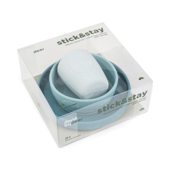 Slika Set za jelo Stick&Stay - Deer friends Blue