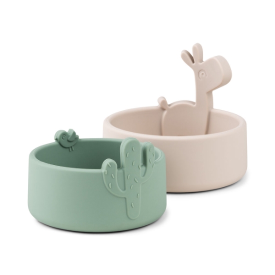 Slika Silikonske zdjelice - Lalee Sand/Green (2 kom)