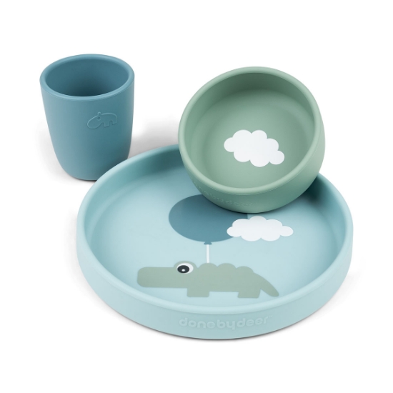 Slika Silikonski set za jelo - Happy clouds Blue