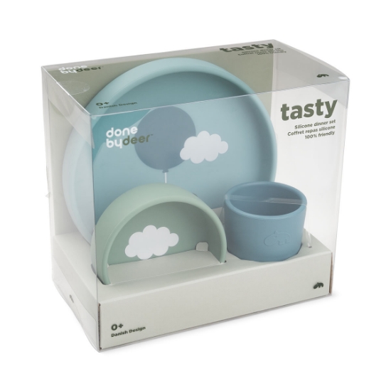 Slika Silikonski set za jelo - Happy clouds Blue