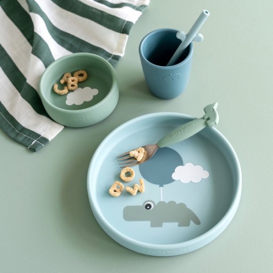 Slika Silikonski set za jelo - Happy clouds Blue