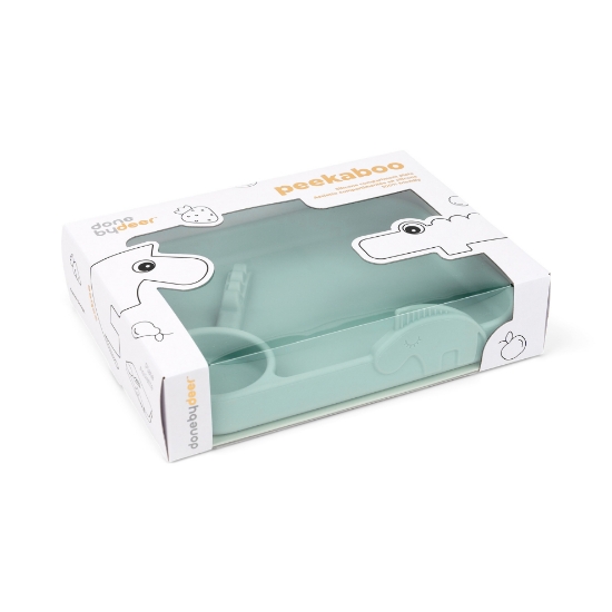 Slika Tanjur s odjeljcima Peekaboo - Deer friends Blue