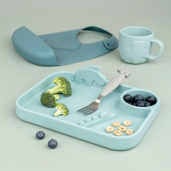 Slika Tanjur s odjeljcima Peekaboo - Deer friends Blue