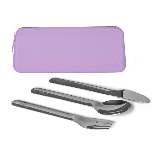 Slika Pribor za jelo od nehrđajućeg čelika s torbicom Purple Citron 