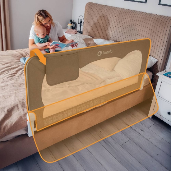 Slika Lionelo zaštitna ograda za krevet Hanna 150x66 cm, Beige Melange
