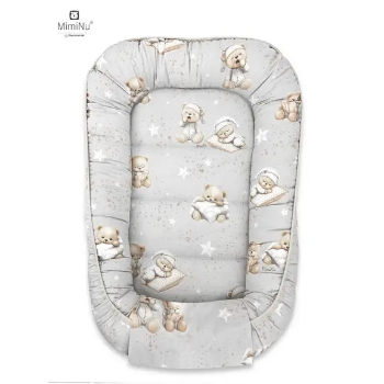 Slika Gnijezdo za bebe 55 × 75 cm – Medvjedić siva - MimiNu