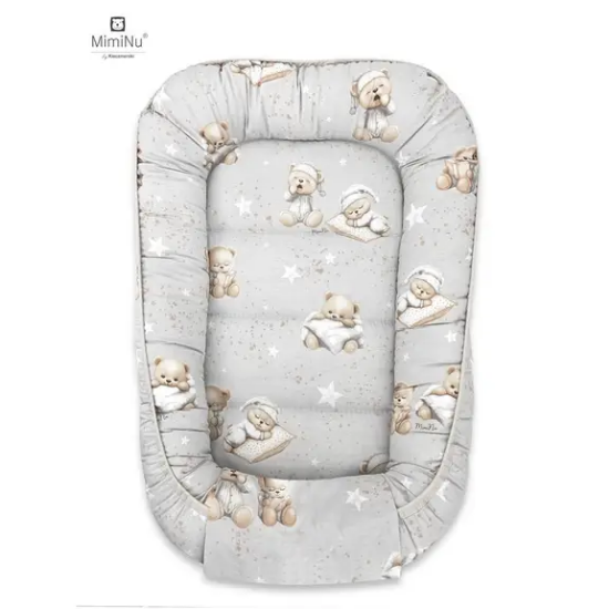 Slika Gnijezdo za bebe 55 × 75 cm – Medvjedić siva - MimiNu