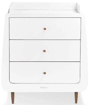 Slika Kot Skandi komoda za prematanje - White/ Walnut - Snuz