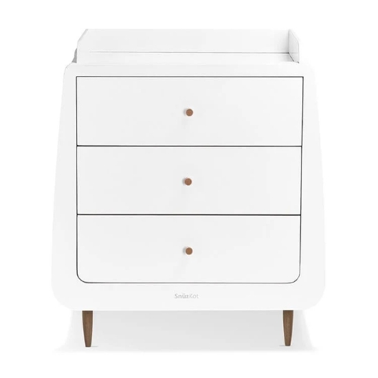Slika Kot Skandi Set 2u1 - Krevetić + komoda za prematanje - White/Walnut - Snuz