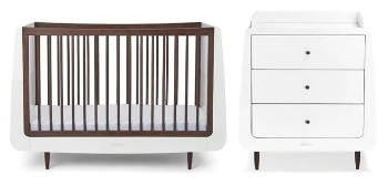 Slika Kot Skandi Set 2u1 - Krevetić + komoda za prematanje - White/Ebony - Snuz