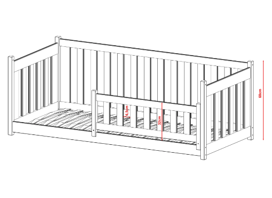 Slika Krevet s ogradicom CONCEPT 90x200 borov