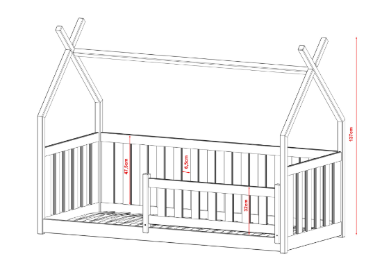 Slika Tipi krevet BODZIO 80x200 bijeli