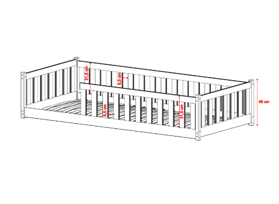 Slika Montessori krevet OTIS 120x200 bijeli