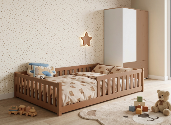 Slika Montessori krevet MATI 140x200 boje cimeta